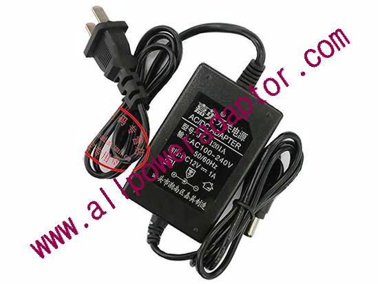AOK OEM Power AC Adapter 5V-12V 12V 1A, 5.5/2.5mm, US Wired 2-Pin, New