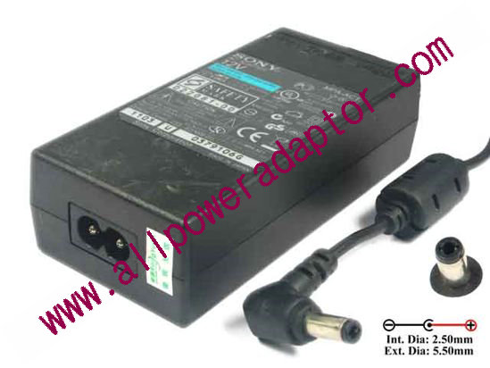 Sony AC Adapter 5V-12V 12V 3A, 5.5/2.5mm, 2-Prong, New