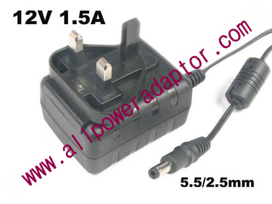 APD / Asian Power Devices WA18Q12R AC Adapter 5V-12V 12V 1.5A, 5.5/2.5mm, UK 3-Pin, New