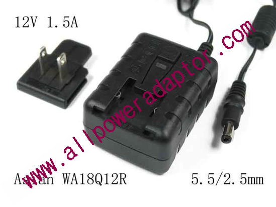 APD / Asian Power Devices WA18Q12R AC Adapter 5V-12V 12V 1.5A, Barrel 5.5/2.5mm, US 2-Pin Plug, New