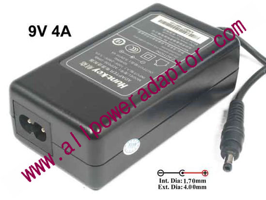Huntkey ADP036-094B AC Adapter 5V-12V 9V 4A, 4.0/1.7mm, 2-Prong , New
