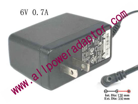 Acbel Polytech WA8077 AC Adapter 5V-12V 6V 0.7A, Barrel 3.5/1.3mm, US 2-Pin Plug
