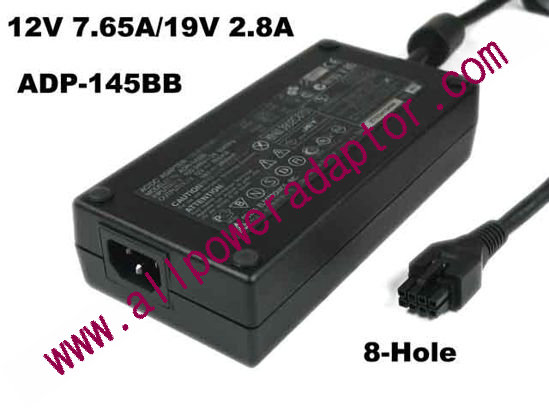 Delta Electronics ADP-145BB AC Adapter 5V-12V 12V 7.65A/19V 2.8A, 8-Hole, IEC C14