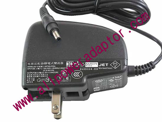 HP AC Adapter 5V-12V 5V 3.6A, 4.0/1.7mm, US 2-Pin, New