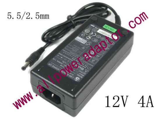 Li Shin 0217B1248 AC Adapter 5V-12V 12V 4A, 5.5/2.5mm, C14, New