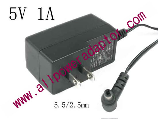 Corega AC Adapter 5V-12V 5V 1A, Barrel 5.5/2.5mm, US 2-Pin Plug - Click Image to Close