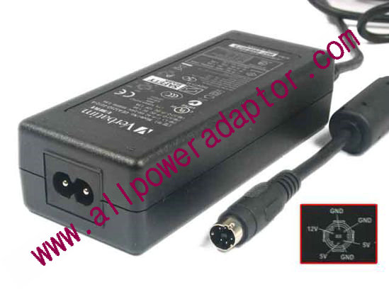 Verbatim AC Adapter 5V-12V 12V 1.5A, 5V 1.5A, 5-P, P12=5V P3=12V, 2-Pr, New