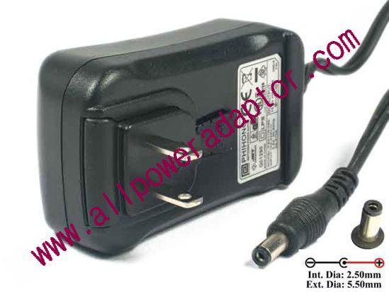 PHIHONG PSA15R-050 AC Adapter 5V-12V 5V 2A, 5.5/2.5mm, US 2-Pin Plug, New