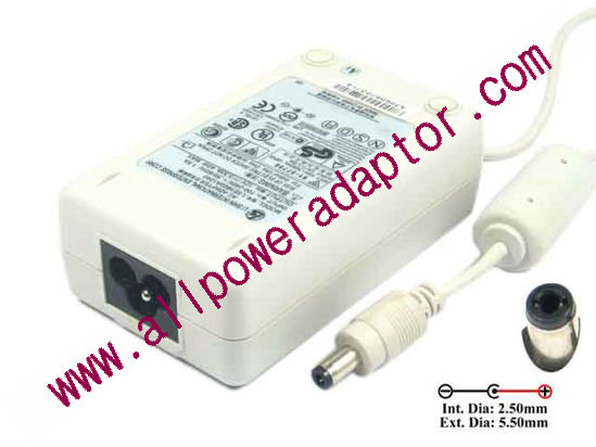 Li Shin LSE9802A1240 AC Adapter 5V-12V 12V 3.33A, 5.5/2.5mm, 3-Prong, White