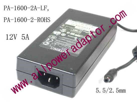 LITE-ON PA-1600-2A-LF AC Adapter 5V-12V 12V 5A, Barrel 5.5/2.5mm, IEC C14, New