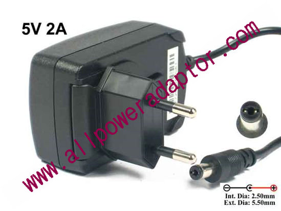 PHIHONG PSC11R-050 AC Adapter 5V-12V 5V 2A, Barrel 5.5/2.5mm, EU 2-Pin Plug