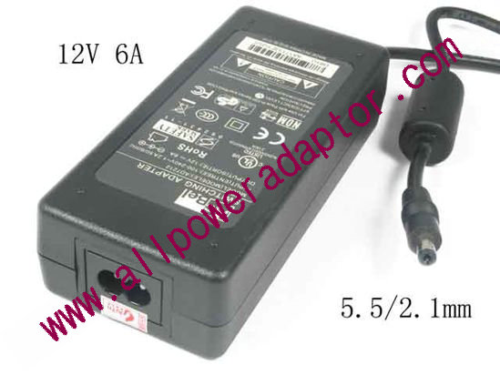 Acbel Polytech AD7212 AC Adapter 5V-12V 12V 6A, 5.5/2.1mm, 2-Prong, New