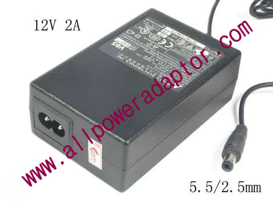 Delta Electronics ADP-24AB AC Adapter 5V-12V 12V 2A, 5.5/2.5mm, 2-Prong, New