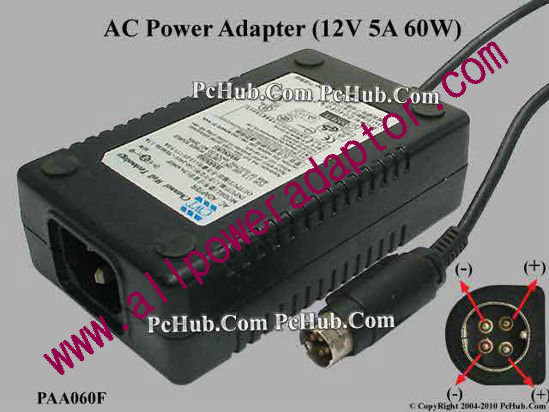 CWT / Channel Well Technology PAA060F AC Adapter 5V-12V 12V 5A, 4P P14=