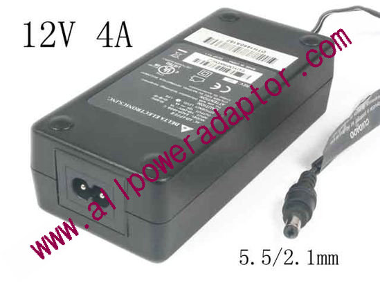 Delta Electronics EADP-48GB AC Adapter 5V-12V 12V 4A, Barrel 5.5/2.1mm, 2-Prong