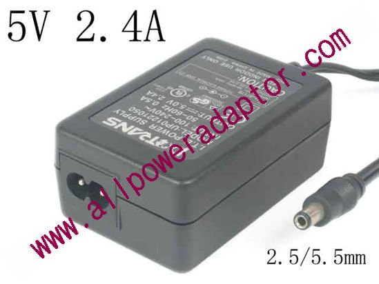 Potrans UP01221050 AC Adapter 5V-12V 5V 2.4A, Barrel 2.5/5.5mm, 2-Prong, New