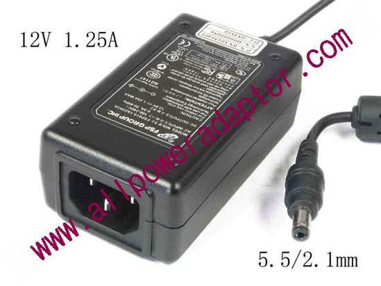 FSP Group Inc FSP015-1AD203A AC Adapter 5V-12V 12V 1.25A, 5.5/2.1mm, C14