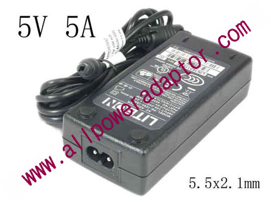 LITE-ON PE-1250-1SA1 AC Adapter 5V-12V 5V 5A, 5.5x2.1mm, 2-Prong, New