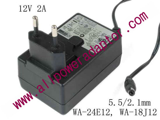 APD / Asian Power Devices WA-24E12 AC Adapter 5V-12V 12V 2A, Barrel 5.5/2.1mm, EU 2-Pin Plug