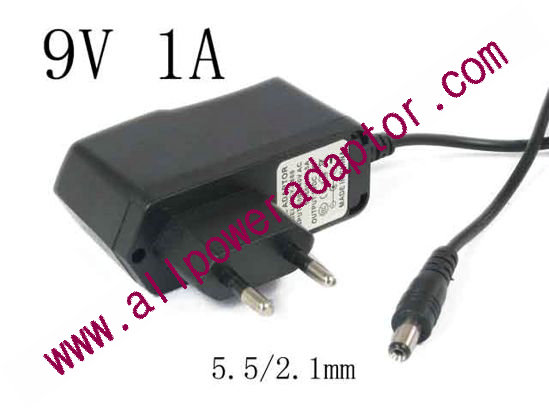 AAVD AC Adapter 5V-12V HCY-6888, 9V 1A, Barrel 5.5/2.1mm, EU 2-Pin Plug