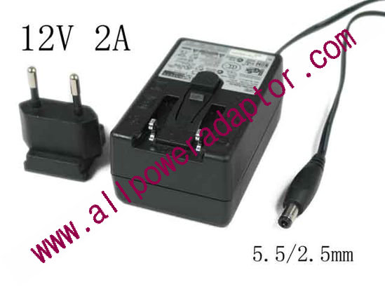APD / Asian Power Devices WA-24E12 AC Adapter 5V-12V 12V 2A, Barrel 5.5/2.5mm, EU 2-Pin Plug