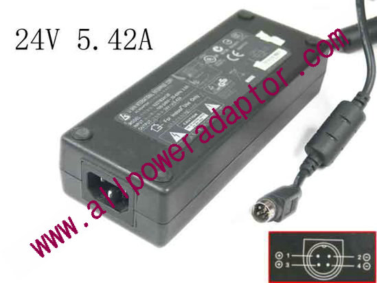 NEW Li Shin 0227B24130 AC Adapter 24V 5.42A, 4-Pin P12=V , IEC C14