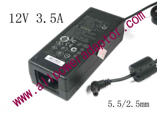HJC HASU11FB AC Adapter 5V-12V 12V 3.5A, Barrel 5.5/2.5mm, IEC C14