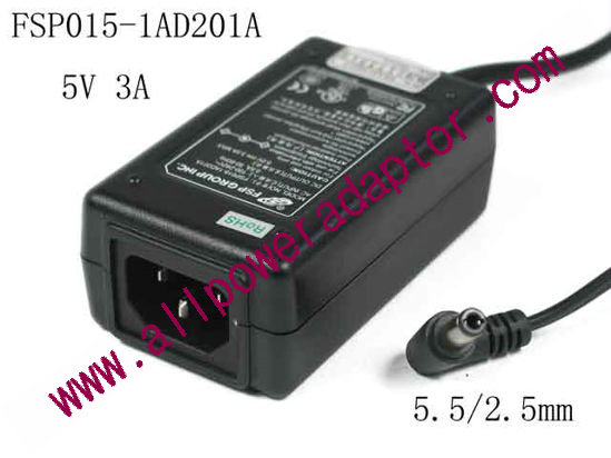 FSP Group Inc FSP015-1AD201A AC Adapter 5V-12V 5V 3A, Barrel 5.5/2.5mm, IEC C14, New