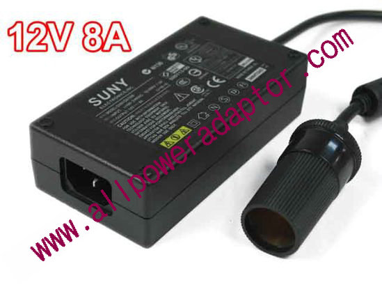Sunny DA1208 AC Adapter 5V-12V 12V 8A, CAR PLUG, C14