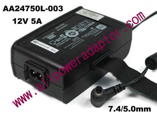ASTEC AA24750L-003 AC Adapter 5V-12V 12V 5A, Barrel7.4/5.0mm With Pin 2-Prong