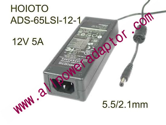 HOIOTO ADS-65LSI-12-1 AC Adapter 5V-12V 12V 5A, 5.5/2.1mm, C14