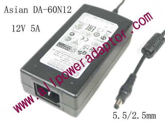 APD / Asian Power Devices DA-60N12 AC Adapter 5V-12V 12V 5A, 5.5/2.5mm, C14