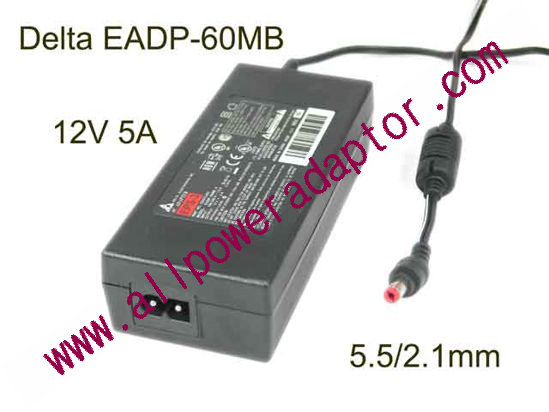 Delta Electronics EADP-60MB A AC Adapter 5V-12V 12V 5A, 5.5/2.1mm, 2-Prong