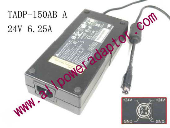 Delta Electronics TADP-150AB A AC Adapter 24V 6.25A, 4P P34=V , C14