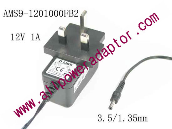 D-Link AMS9-1201000FB2 AC Adapter 5V-12V 12V 1A, Barrel 3.5/1.35mm, UK 3-Pin Plug