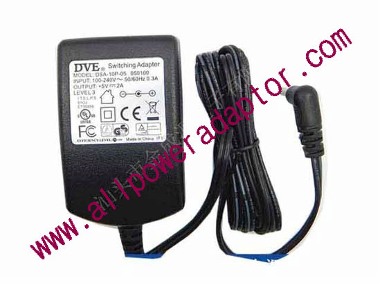 DVE DSA-10P-05 AC Adapter 5V-12V 5V 2A, 4.0/1.7mm, US 2P