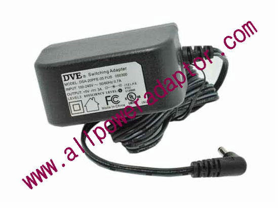 DVE DSA-20PFE-05 AC Adapter 5V-12V 5V 2A, 5.5/2.5mm, US 2P