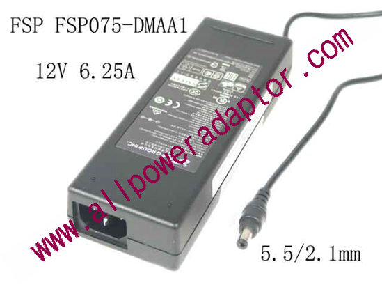 FSP Group Inc FSP075-DMAA1 AC Adapter 5V-12V 12V 6.25A, 5.5/2.1mm, C14