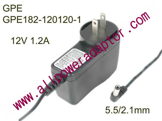 GPE GPE182-120120-1 AC Adapter 5V-12V 12V 1.2A, 5.5/2.1mm, US 2P