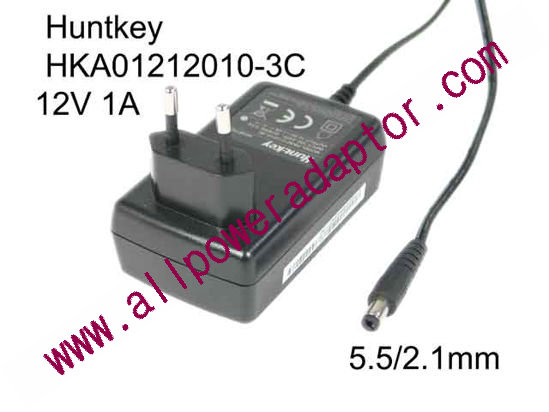 Huntkey HKA01212010-3C AC Adapter 5V-12V 12V 1A, 5.5/2.1mm, EU 2P