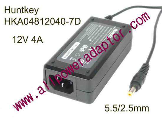 Huntkey HKA04812040-7D AC Adapter 5V-12V 12V 4A, 5.5/2.5mm, C14