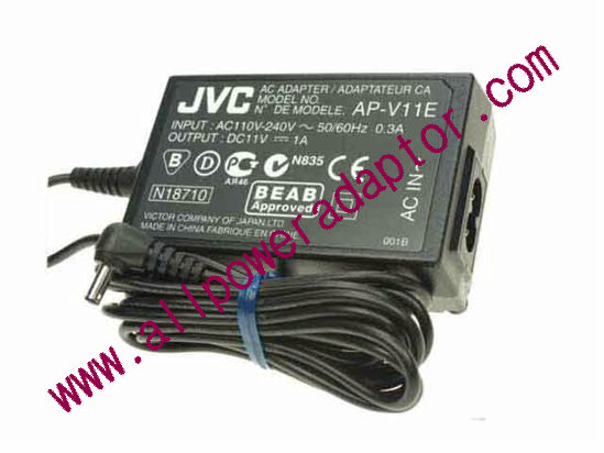 JVC AP-V11E AC Adapter 5V-12V 11V 1.0A, Tip, 2-Prong