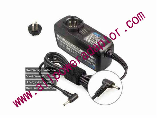 KFD 120333 AC Adapter 5V-12V 12V 3.33A, 2.5/0.7mm, US 2P