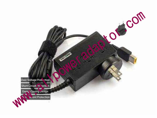 KFD KFD20325 AC Adapter 20V 3.25A, Rectangular Tip W/Pin, EU 2P
