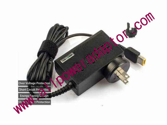 KFD KFD20325 AC Adapter 20V 3.25A, Rectangular Tip W/Pin, UK 3P