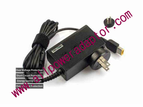 KFD KFD20325 AC Adapter 20V 3.25A, Rectangular Tip W/Pin, US 2P