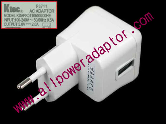 Ktec KSAPK0110500200HE AC Adapter 5V-12V 5V 2A, USB Port, EU 2P