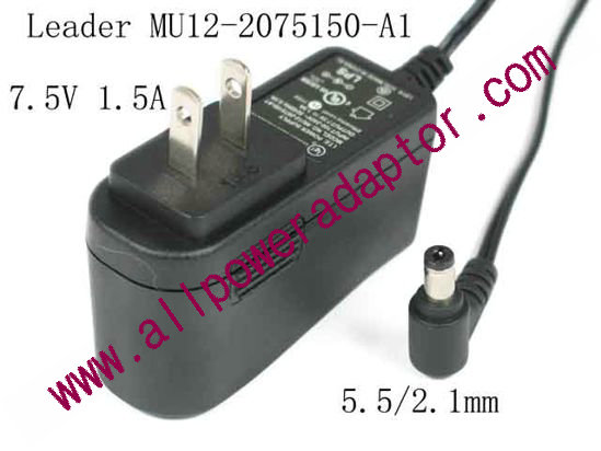 LEI / Leader MU12-2075150-A1 AC Adapter 5V-12V 7.5V 1.5A, 5.5/2.1mm, US 2P