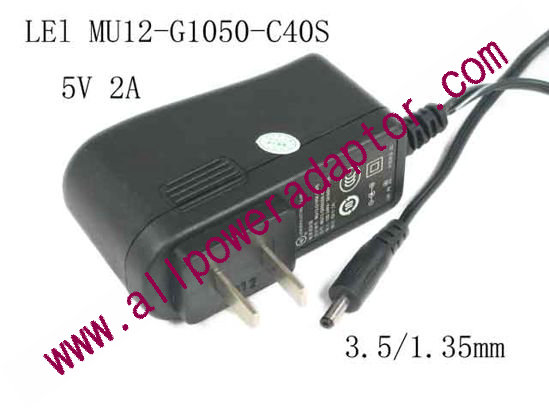 LEI / Leader MU12-G1050-C40S AC Adapter 5V-12V 5V 2A, 3.5/1.35mm, US 2P
