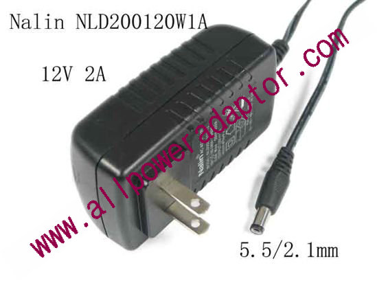 Nalin NLD200120W1A AC Adapter 5V-12V 12V 2A, 5.5/2.1mm, US 2P